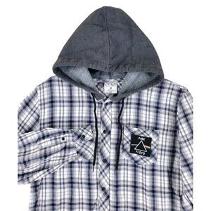 Pink Floyd Hooded Flannel Shirt Men M Black White Plaid Dark Side Of Moon '73 LS